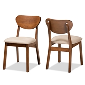 Baxton Studio Damara Mid-Century Modern Sand Fabric Upholstered and Walnut Brown Finished Wood 2-Piece Dining Chair Set Baxton Studio restaurant furniture, hotel furniture, commercial furniture, wholesale dining room furniture, wholesale dining chairs, classic dining chairs